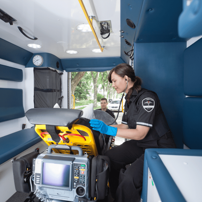 Emergency Medical Technician in ambulance