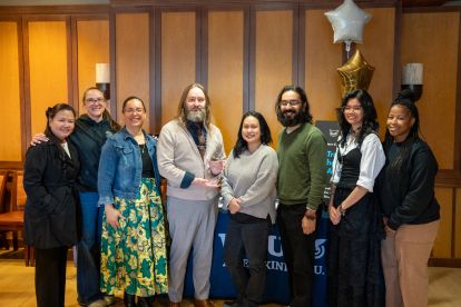 Marcus Lane poses with colleagues after being named Transfer Champion