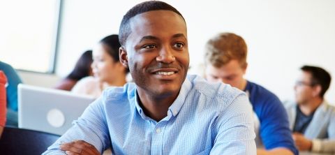 Male student in classroom.